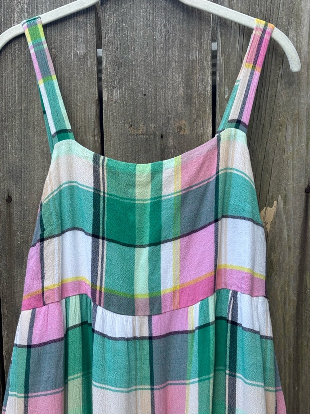 LOFT Pastel Plaid Maxi Dress in Teal, Pink & White - Picture 5 of 9